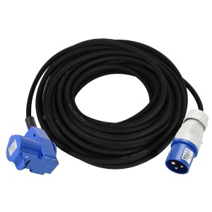 Cavo adattatore CEE, blu/nero, per collegamento elettrico.