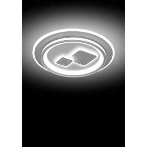Plafoniere LED moderna t.b.t. con forma rotonda ed elementi quadrati.
