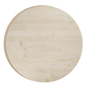 Pannello rotondo in legno chiaro per Ripiani in legno. Venatura naturale del legno visibile.