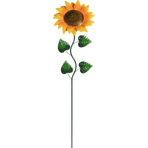 Paletto da giardino a forma di girasole in metallo, arancione, 129 cm. Decorazione giardino.