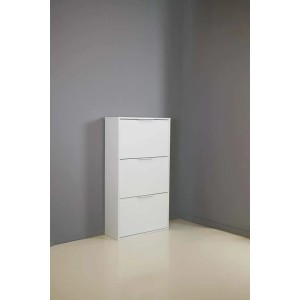 Scarpiera 3 ribalte doppia profondità 120x65x25 cm bianco
