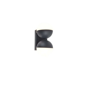 Moderna applique da esterno t.b.t. con due sfere luminose rotonde nere.