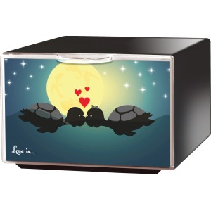 Contenitore t.b.t. con tartarughe e luna, ideale per riporre oggetti nella cameretta dei bambini.