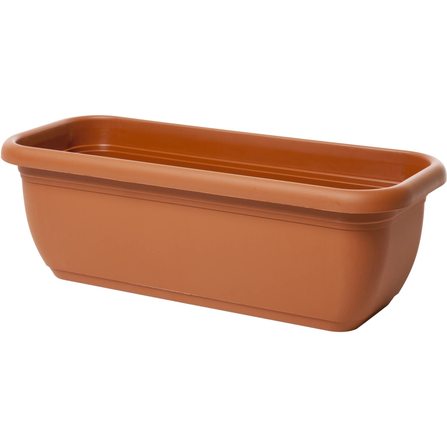 Fioriera marrone per balcone.