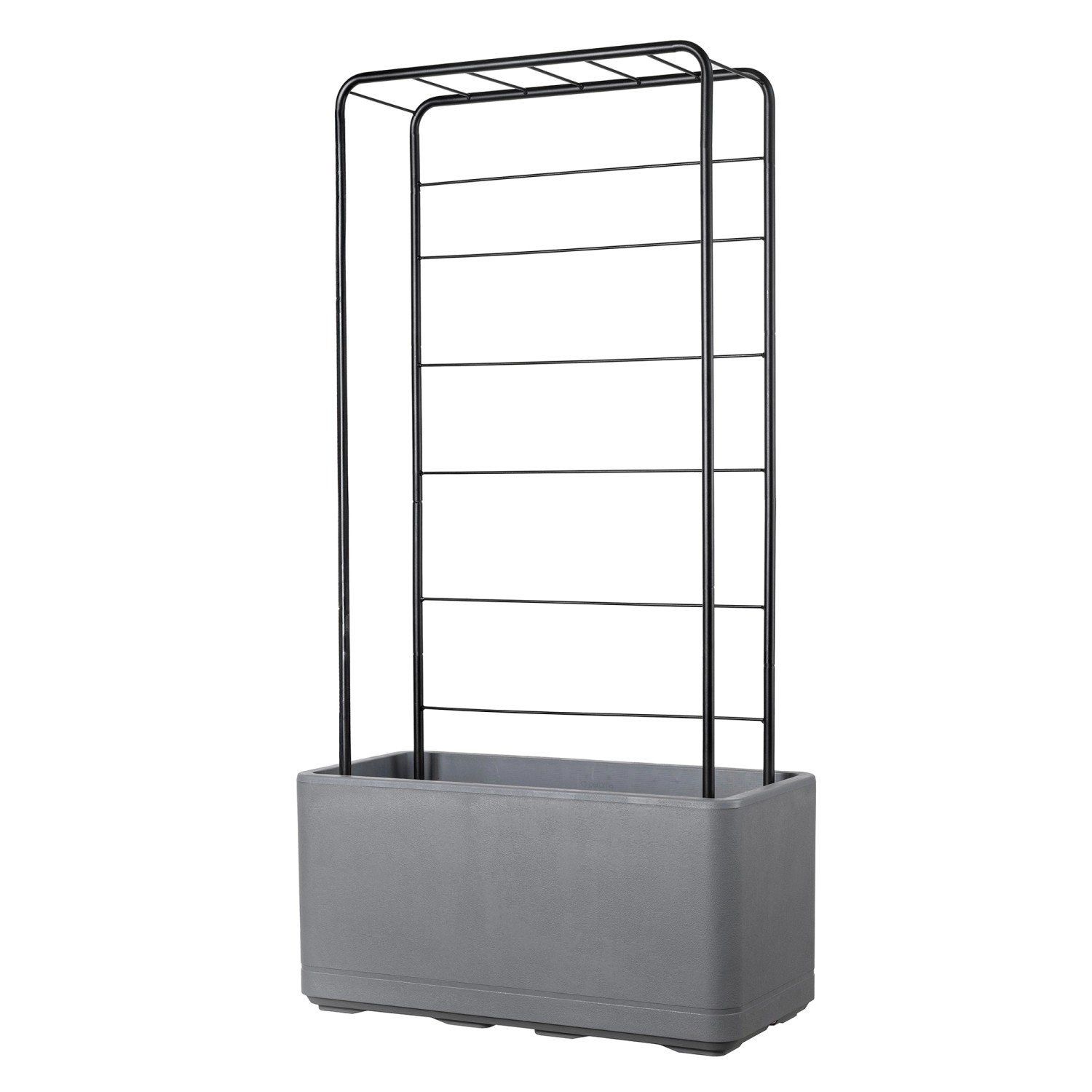 Fioriera Deroma Cosmo, grigio cenere, con supporto per piante rampicanti. Ideale per interni ed esterni.