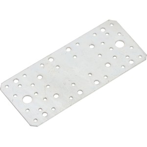 Connettore piatto zincato rettangolare 210x90 mm con molti fori per il fissaggio.