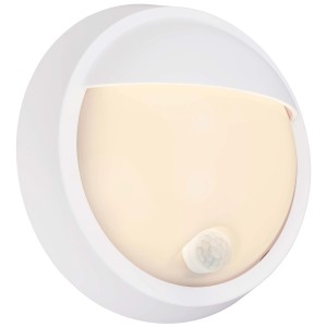 Lampada da esterno a LED bianca con sensore di movimento per montaggio a parete.