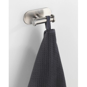 Wenko Gancio a muro doppio Turbo-Loc Orea Matt in acciaio inox con asciugamano, montaggio a parete senza forare.
