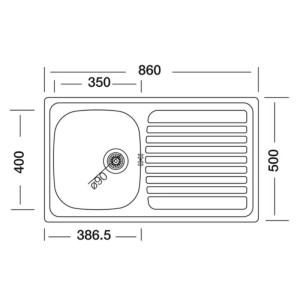 Lavello da incasso 1 vasca dx 86 cm inox