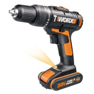 Avvitatore a batteria t.b.t. Worx nero e arancione.
