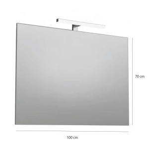Specchio da parete rettangolare con illuminazione, 100x70 cm.