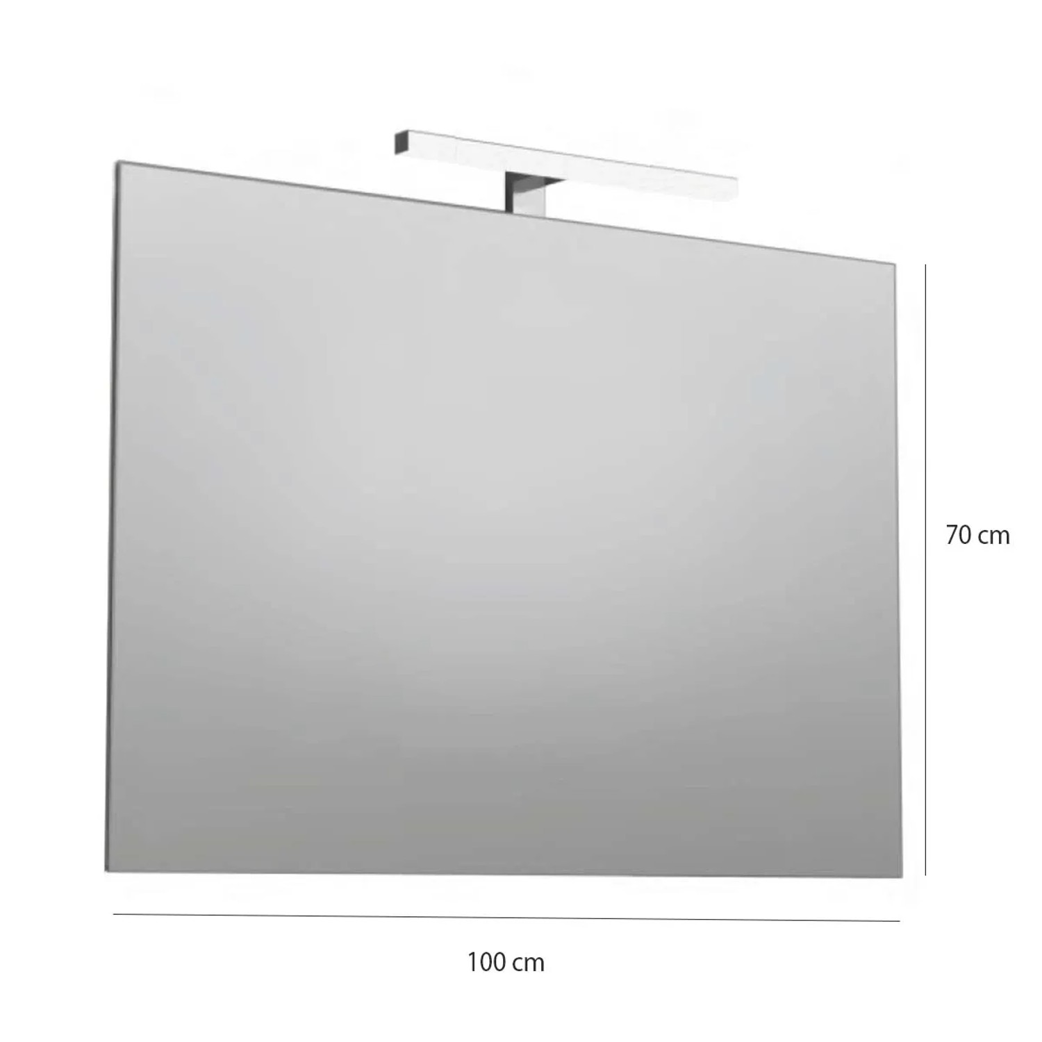 Specchio da parete rettangolare con illuminazione, 100x70 cm.