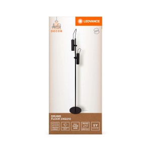 Lampada da terra a LED t.b.t. nera, lampada di design per interni.