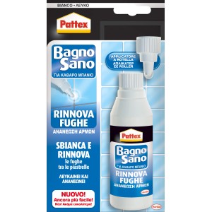 Pattex Rinnova Fughe per giunti bagno, silicone e sigillante bianco in dispenser.