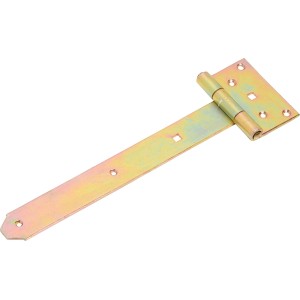 Cerniera a T zincata gialla, 300x35 mm, per fissaggi di porte e cancelli.