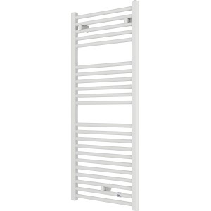 Radiatore t.b.t. bianco con barre riscaldanti orizzontali per il bagno.