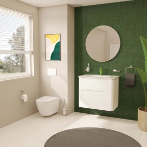 Mobile bagno base lavabo sospesa 2 cassetti Integra Round 80 cm matt white