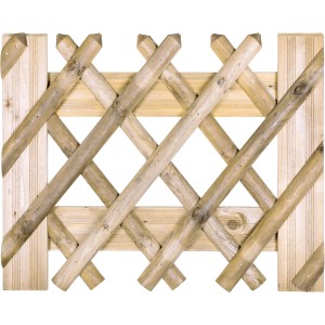 Pannello di recinzione in legno con motivo a rombi per il giardino.