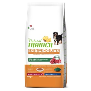 Natural Trainer Sensitive cibo secco per cani, senza glutine, con agnello e cereali integrali, 12kg.