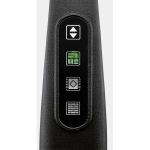 Dettaglio dei comandi del pulitore a vapore Kärcher SC 3: livello vapore, parquet, piastrelle, pietra.