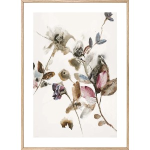 Quadro Quadri con motivo floreale ad acquerello nei toni del marrone, grigio e lilla.