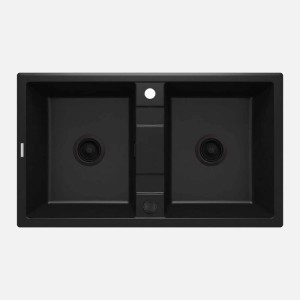 Lavello 2 vasche Idrostile Güines 500x220 mm Nero
