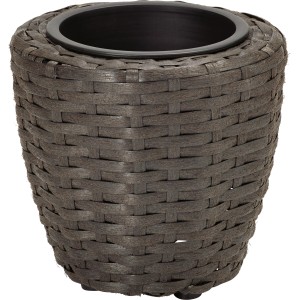 Vaso di fiori conico, Ø 17 cm, antracite effetto rattan per interni ed esterni.