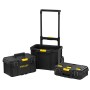 Set di valigette porta attrezzi t.b.t. nere, composto da tre valigette di diverse dimensioni.
