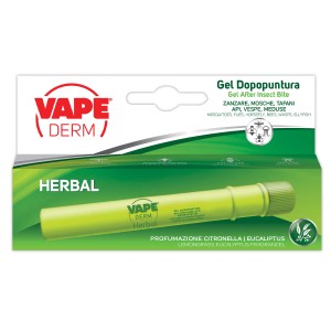 Vape Derm Gel dopo punture d'insetto, Herbal. Antizanzare per quando si è in giro.