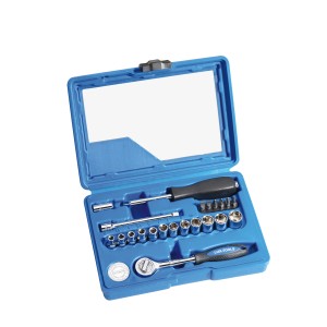 Set di chiavi a bussola LUX Classic, 22 pezzi in scatola di plastica blu. Chiavi e estrattori.