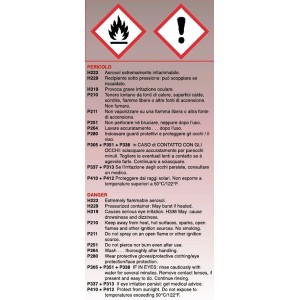 Informazioni di sicurezza per prodotti Collanti: Aerosol estremamente infiammabile, indossare protezione per gli occhi.