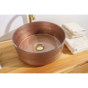 Lavabo d`appoggio in vetro soffiato bronzo 39,5x39,5x16 cm