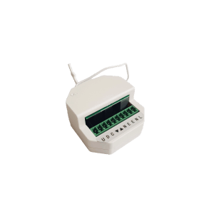 t.b.t. per sistemi Smart Home, unità di controllo bianca con connettori verdi.