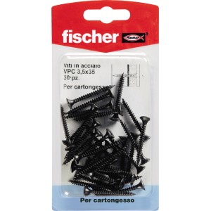Viti Fischer Tasselli, nere, per cartongesso, 3,5x35 mm, 30 pezzi.