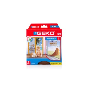 Confezione della guarnizione per finestre Geko, marrone, rotolo da 6m.