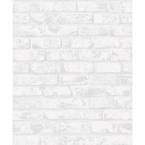 t.b.t. Carta da parati decorativa bianca con motivo a mattoni.