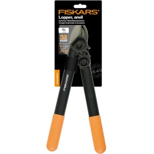 Fiskars Cesoia a cricchetto Amboss PowerGear L31, forbici da giardino per rami fino a 3,5 cm di diametro.