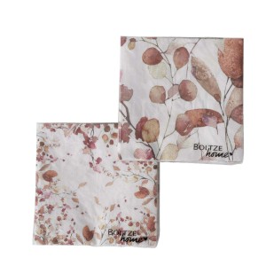 t.b.t. Tovaglioli di carta con motivo floreale nei toni del marrone e del rosa.