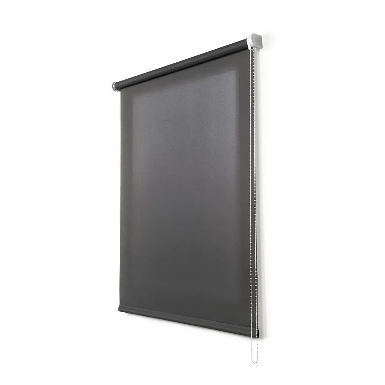 Tenda a rullo grigia t.b.t. per finestre e porte.
