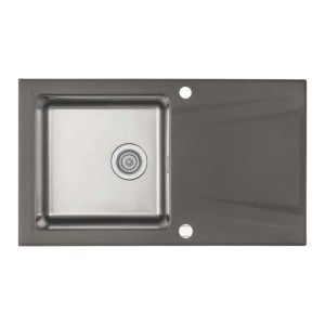 Lavello 1 vasca gocciolatoio Idrostile Mapos sifone 500x220 mm Antracite met