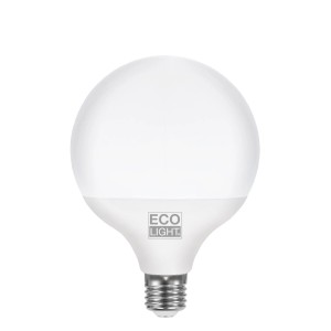 Lampadina LED E27 bianca a forma di globo.
