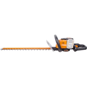 Tagliasiepi a batteria Worx 40V WG284E.9 Solo con lame tagliate al laser e corpo arancione.