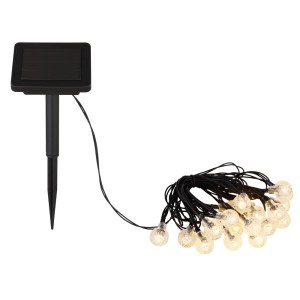 Catena luminosa solare Globo con 20 LED sferici, nero opaco, per uso esterno.
