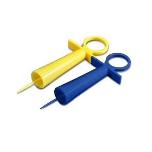 Siringhe t.b.t. gialle e blu per utensili creativi.