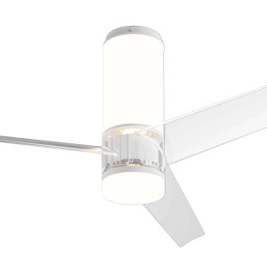 Ventilatore da soffitto bianco con illuminazione integrata.