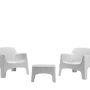 Set di mobili da giardino t.b.t. bianco con due poltrone e un tavolo.