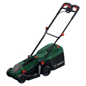 Tagliaerba a batteria Bosch Rotak18V-32, verde/nero, con cesto raccolta 35L. Rasaerba senza filo con mulching.
