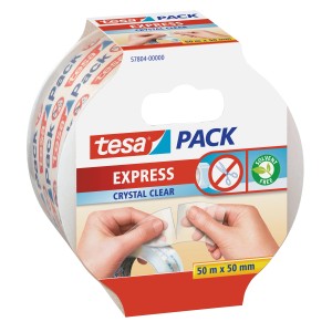 Nastro adesivo Tesa Pack Express Crystal Clear, senza solventi, 50m x 50mm.