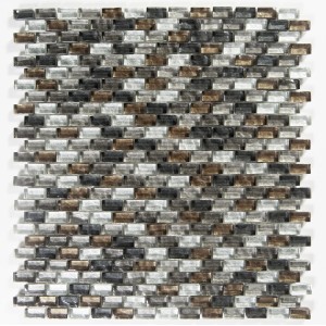 Piastrella mosaico t.b.t. in vetro nei toni del marrone, grigio e argento.