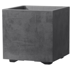 Fioriera quadrata antracite Deroma Cubo Millennium, 25x25x25 cm, effetto pietra naturale.